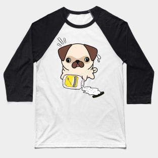 Cute Pug Spilled Mayonnaise Baseball T-Shirt